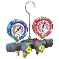 Yellow Jacket 49963 Titan 4-Valve Test & Charge Manifold with 3-1/8 Inch Gauges - R32/R410A