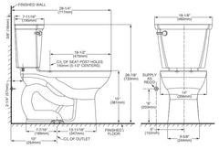 American Standard 215CB104.020 Cadet 1.28 GPF Elongated Toilet 10 Rough-In