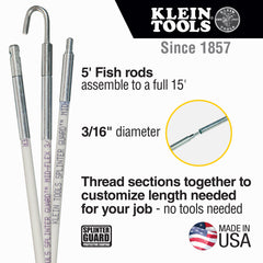 Klein Tools 56415 Mid-Flex Glow Rod Set 15-Foot