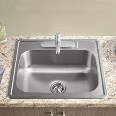 American Standard 22SB.6252283S.075 Colony 25 x 22-1/16 in. 3 Hole Stainless Steel Single Bowl Drop-in Kitchen Sink - Drains Included