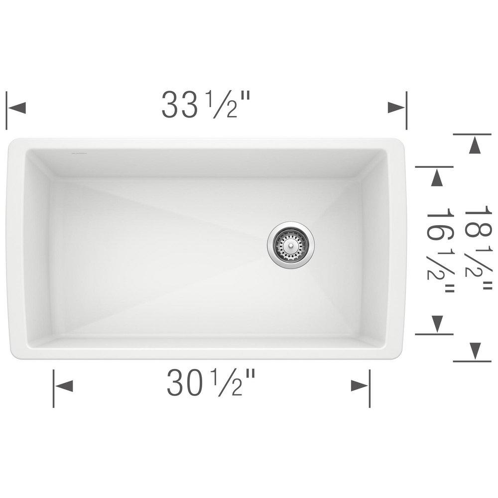 BLANCO BLANCO 441767 Diamond 33-1/2 x 18-1/2 in No-Hole Composite Single Bowl Undermount Kitchen Sink in White