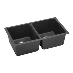 ELKAY ELGU3322BK Elkay Quartz Classic 33 x 18-1/2 x 9-1/2 Equal Double Bowl Undermount Sink Black