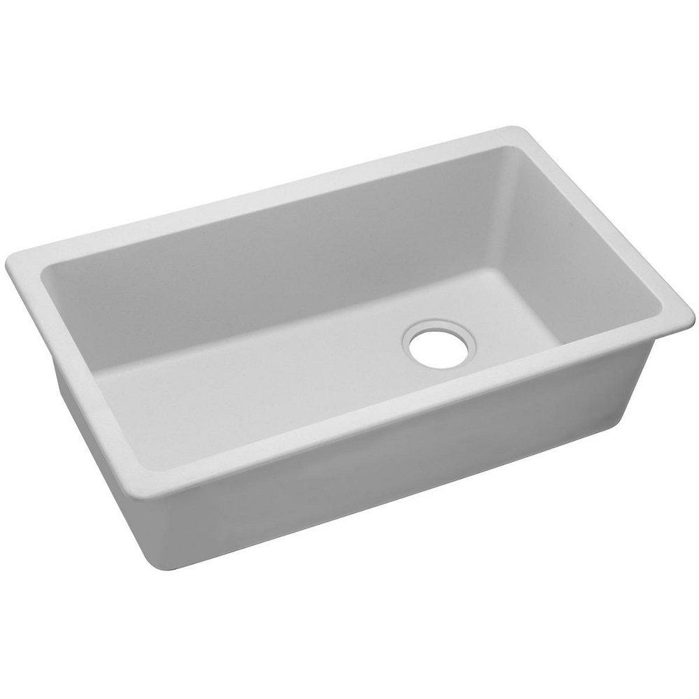 Elkay ELGU13322WH0 Quartz Classic 33 x 18-3/4 x 9-1/2 Single Bowl Undermount Sink White