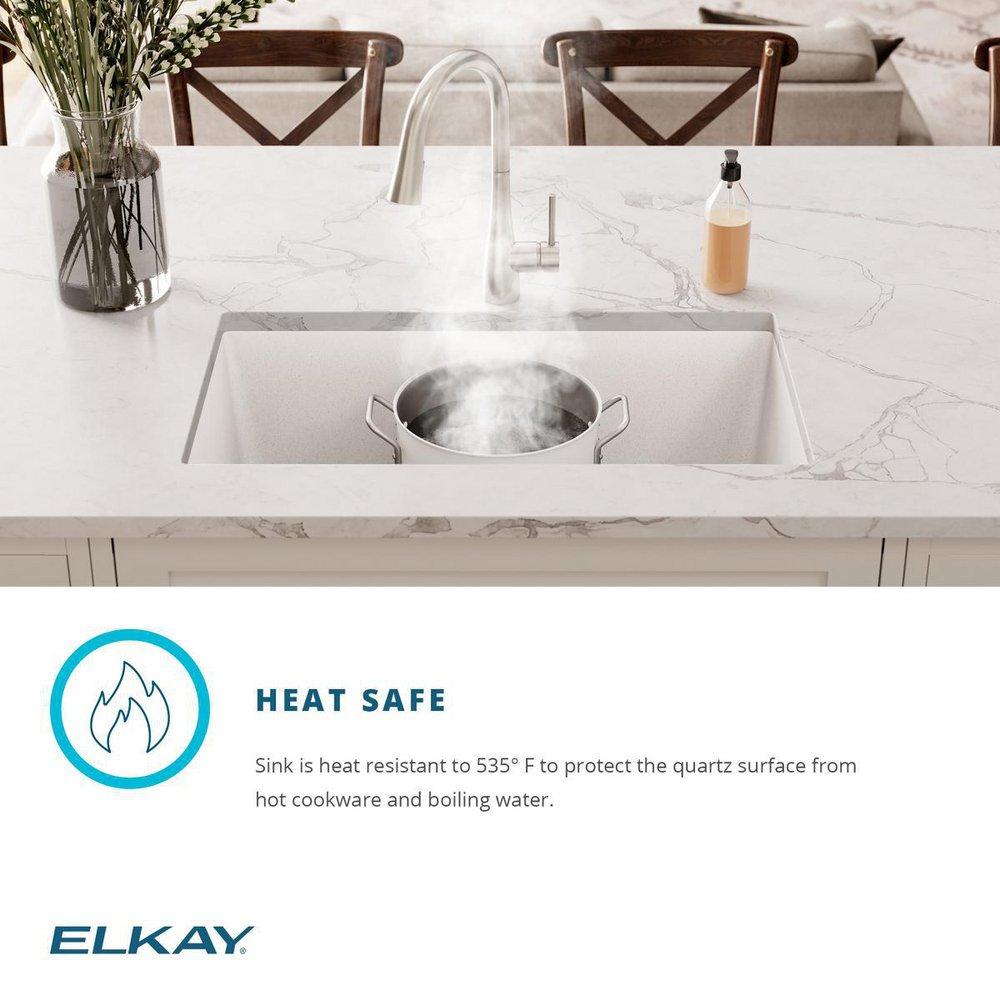 Elkay ELGU13322WH0 Quartz Classic 33 x 18-3/4 x 9-1/2 Single Bowl Undermount Sink White