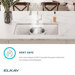 Elkay ELGU13322WH0 Quartz Classic 33 x 18-3/4 x 9-1/2 Single Bowl Undermount Sink White