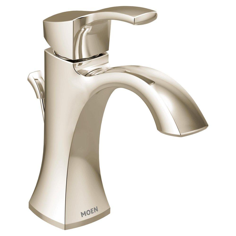 Moen 6903NL Voss Single Handle Monoblock Bathroom Sink Faucet in Polished Nickel