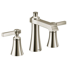 Moen TS6984NL Flara Two Handle Widespread Bathroom Sink Faucet in Polished Nickel