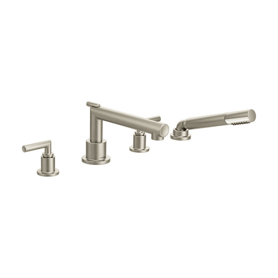 MOEN TS93004BN Moen Arris Brushed Nickel Two-Handle Roman Tub Faucet Includes Hand Shower