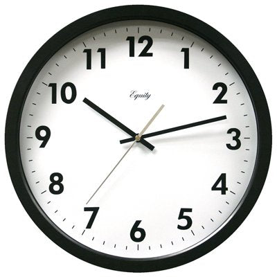 TRUE VALUE 25509 Elgin 13-1/2 Inch Round Quartz-Movement Black Commercial Wall Clock