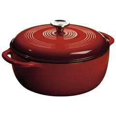 TRUE VALUE EC6D43 Lodge Dutch Oven, Red Enamel/Cast Iron, 6-Qts.