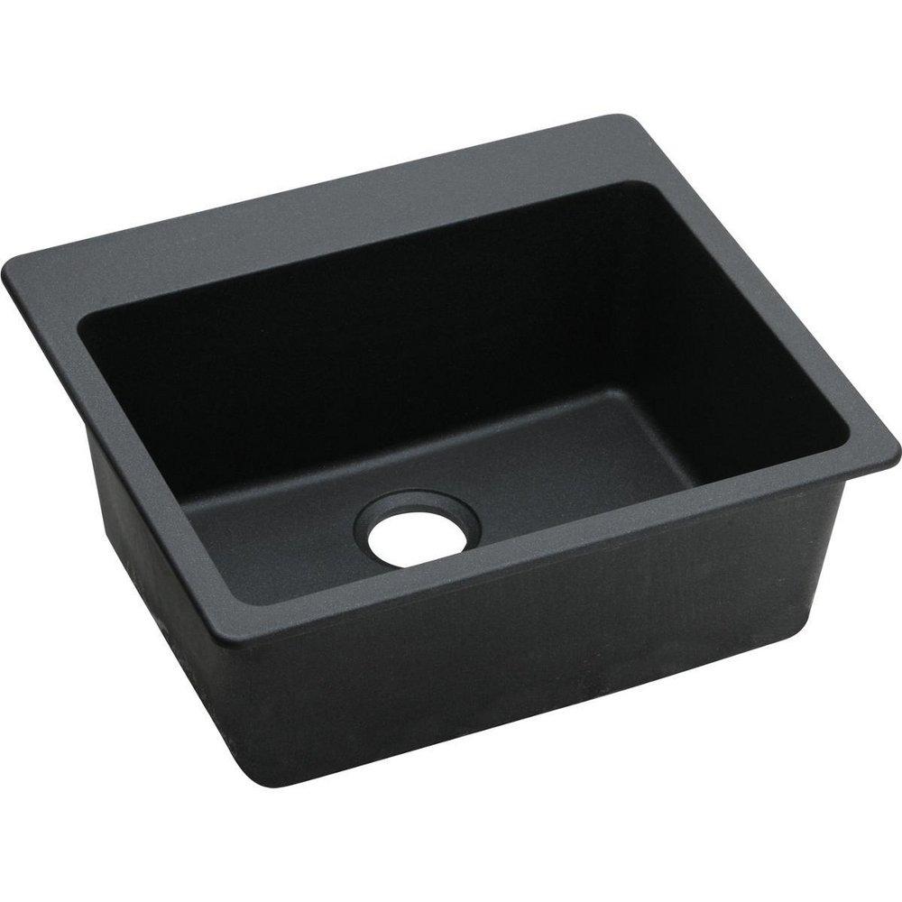 Elkay ELG2522BK0 Quartz Classic 25 x 22 x 9-1/2 Single Bowl Drop-in Sink Black