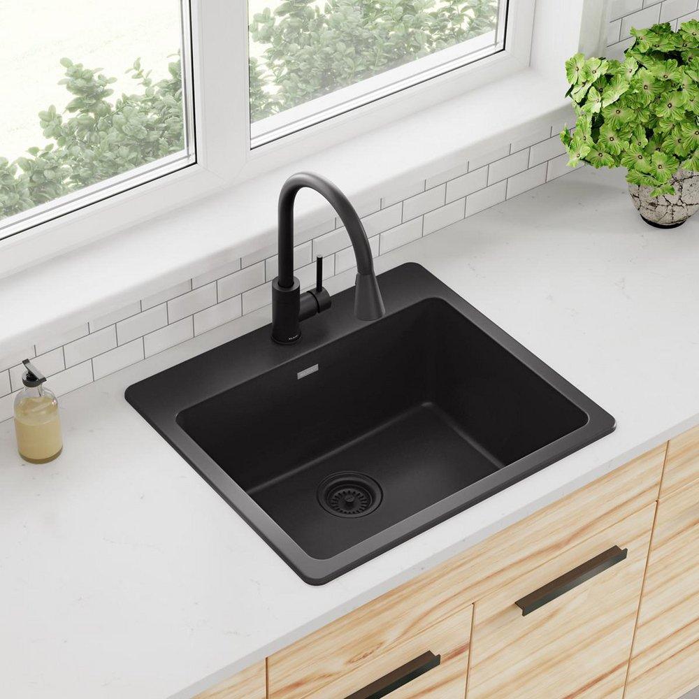 Elkay ELG2522BK0 Quartz Classic 25 x 22 x 9-1/2 Single Bowl Drop-in Sink Black