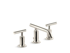 KOHLER 087206751110 K-14410-4-SN Purist Widespread Bathroom Sink Faucet with Low Lever Handles and Low Spout Polished Nickel