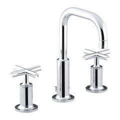 Kohler 087206749551 Purist Widespread Bathroom Sink Faucet with Low Cross Handles and Low Gooseneck Spout Polished Chrome