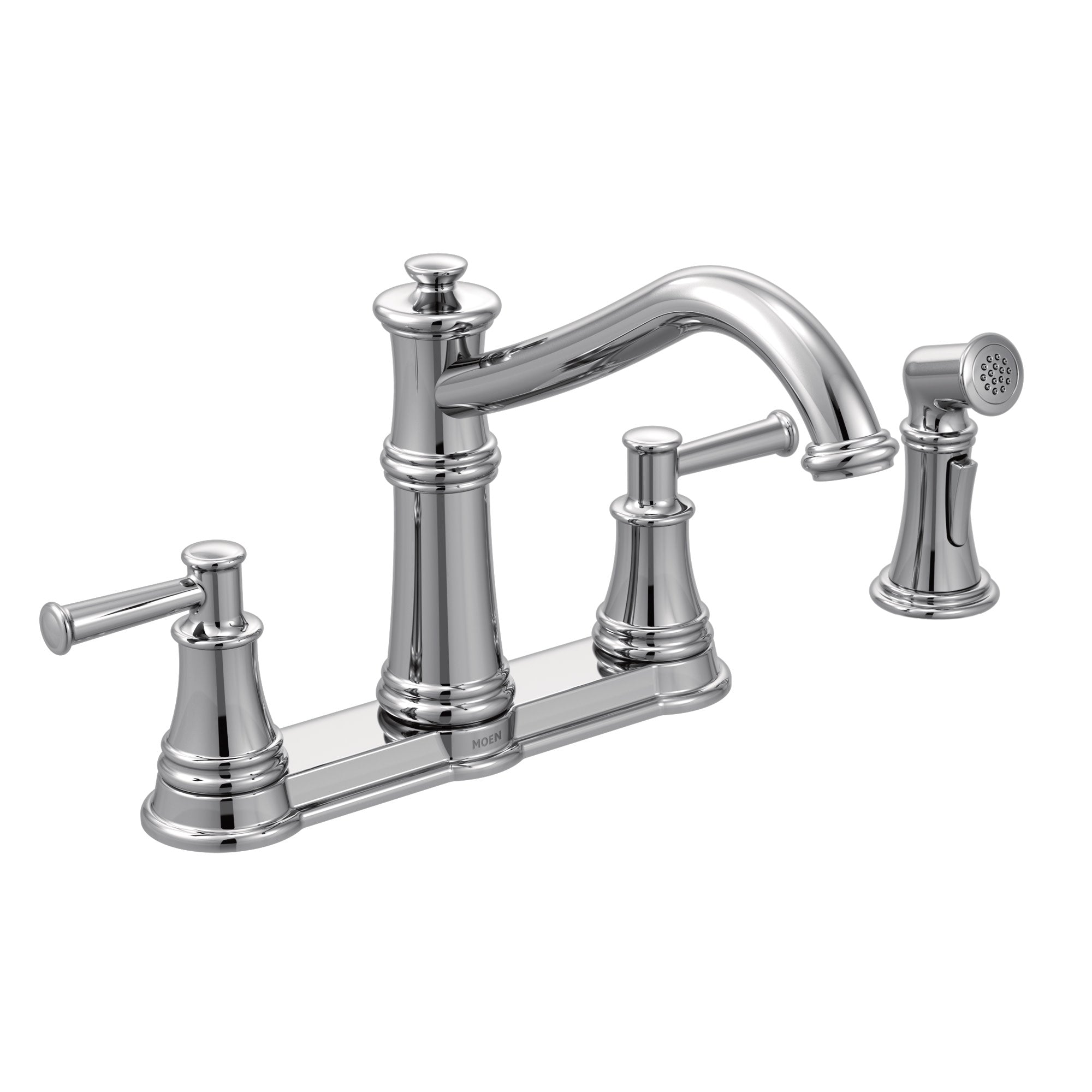 Moen 7255C Belfield 2-Handle Standard Kitchen Faucet with Side Spray in Chrome