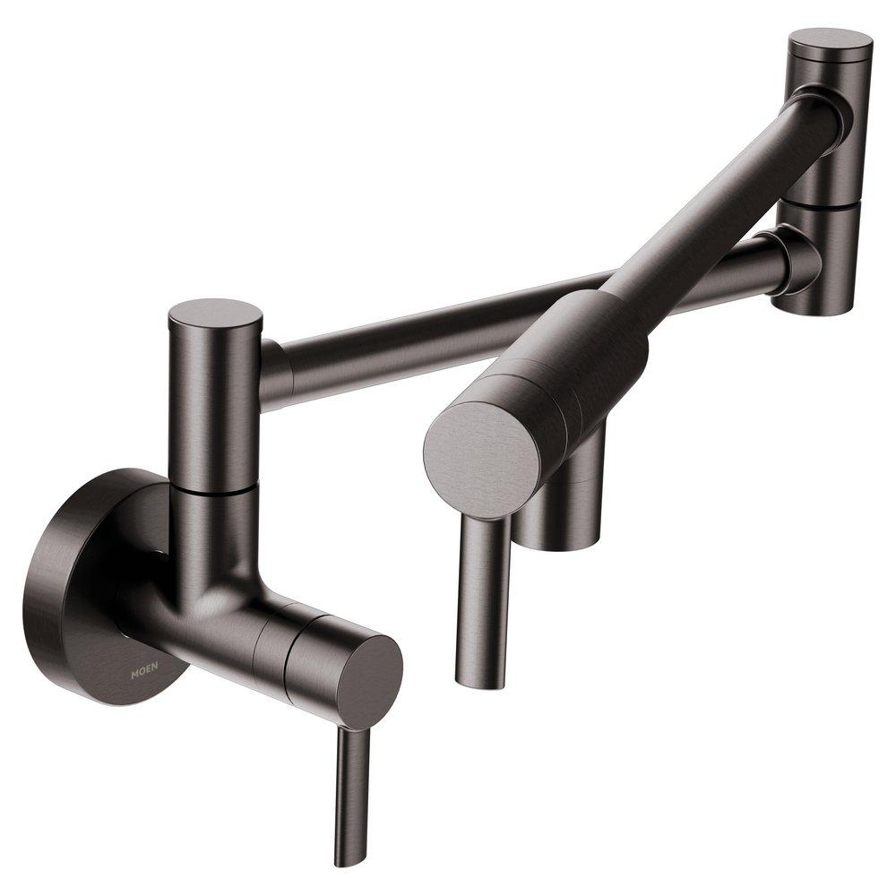 Moen S665BLS Modern Wall Mount Pot Filler Black Stainless