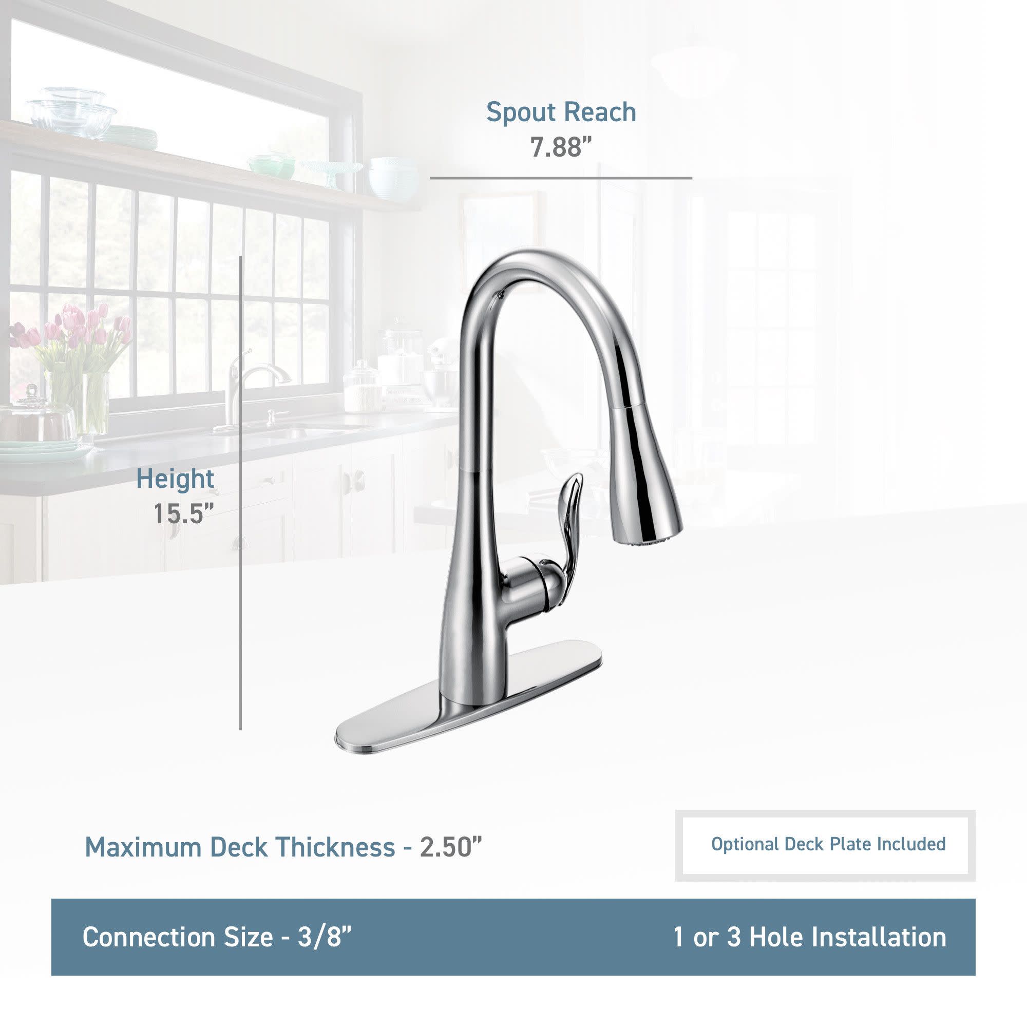 Moen M7594C Arbor Chrome one-handle pulldown kitchen faucet