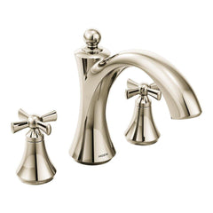 Moen T657NL Wynford Two Handle Roman Tub Faucet in Polished Nickel Trim Only