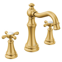 Moen TS42114BG Weymouth Two Handle Widespread Bathroom Sink Faucet In Brushed Gold