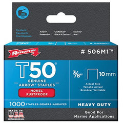 True Value 506M1 Arrow Monel Staples, T50, 3/8-In., 1,000-Pk.