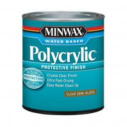 TRUE VALUE 64444 Minwax 1-Quart Polycrylic Semi-Gloss Clear Acrylic/Urethane Blend Topcoat