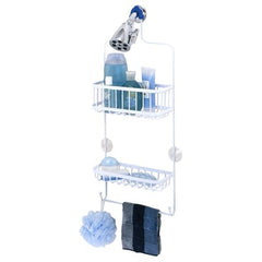 TRUE VALUE 7617WW Large White Shower Caddy Includes 2 Hooks 2 Shelves Slots