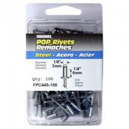 TRUE VALUE FPC44S-100 FPC 100 Pack 1/8 Diameter Steel Rivet Grip Range: .188-.250