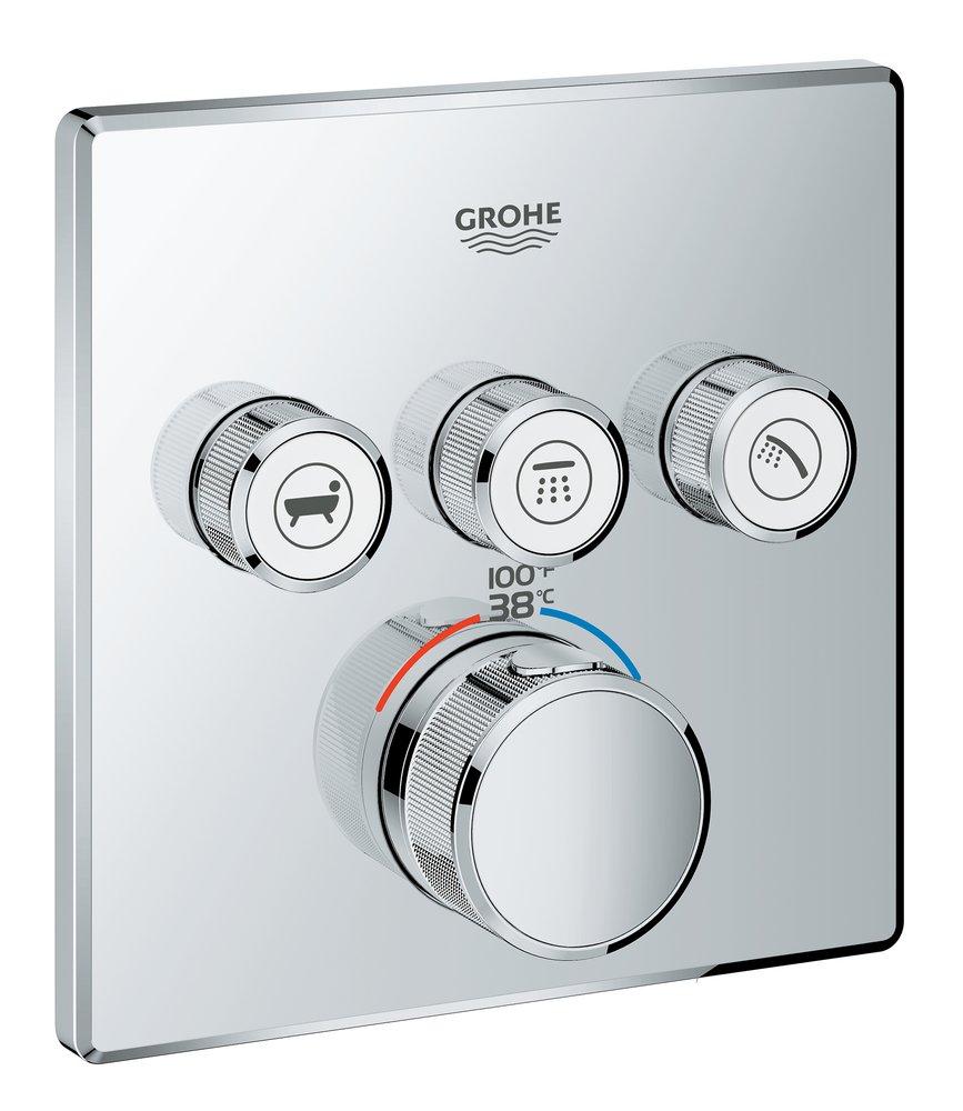 GROHE 29142000 Grohtherm Four Handle Thermostatic Valve Trim in Starlight Chrome