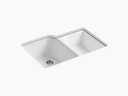 KOHLER 040688783178 Executive Chef 33 x 22 x 10 5/8 Under-Mount Large/Medium Bowl Kitchen Sink White