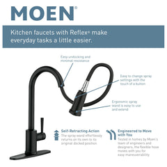 Moen S72003BL Paterson Single Handle Pull Down Kitchen Faucet in Matte Black