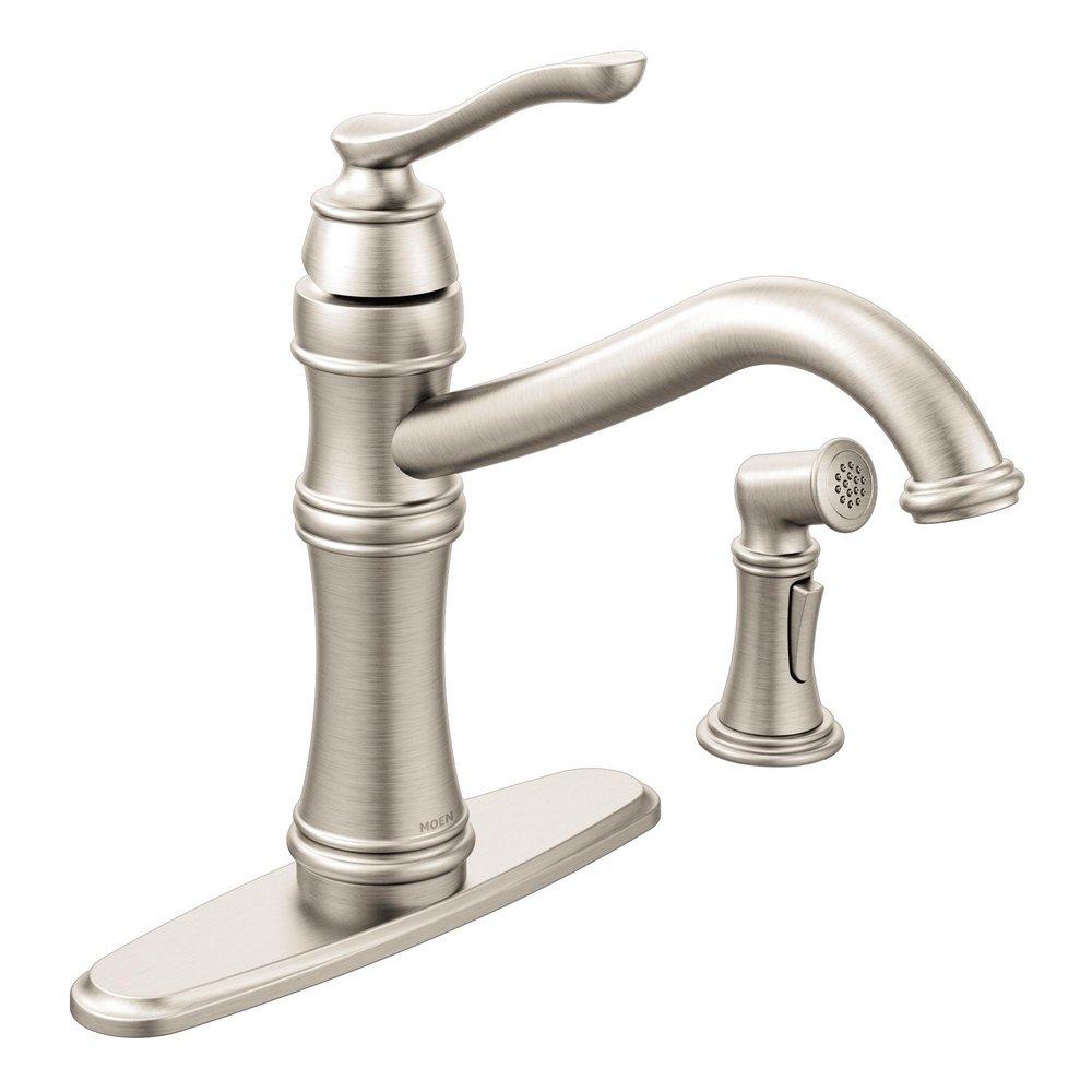 Moen 7245SRS Belfield Single Handle Kitchen Faucet with Side Spray in Spot Resist Stainless