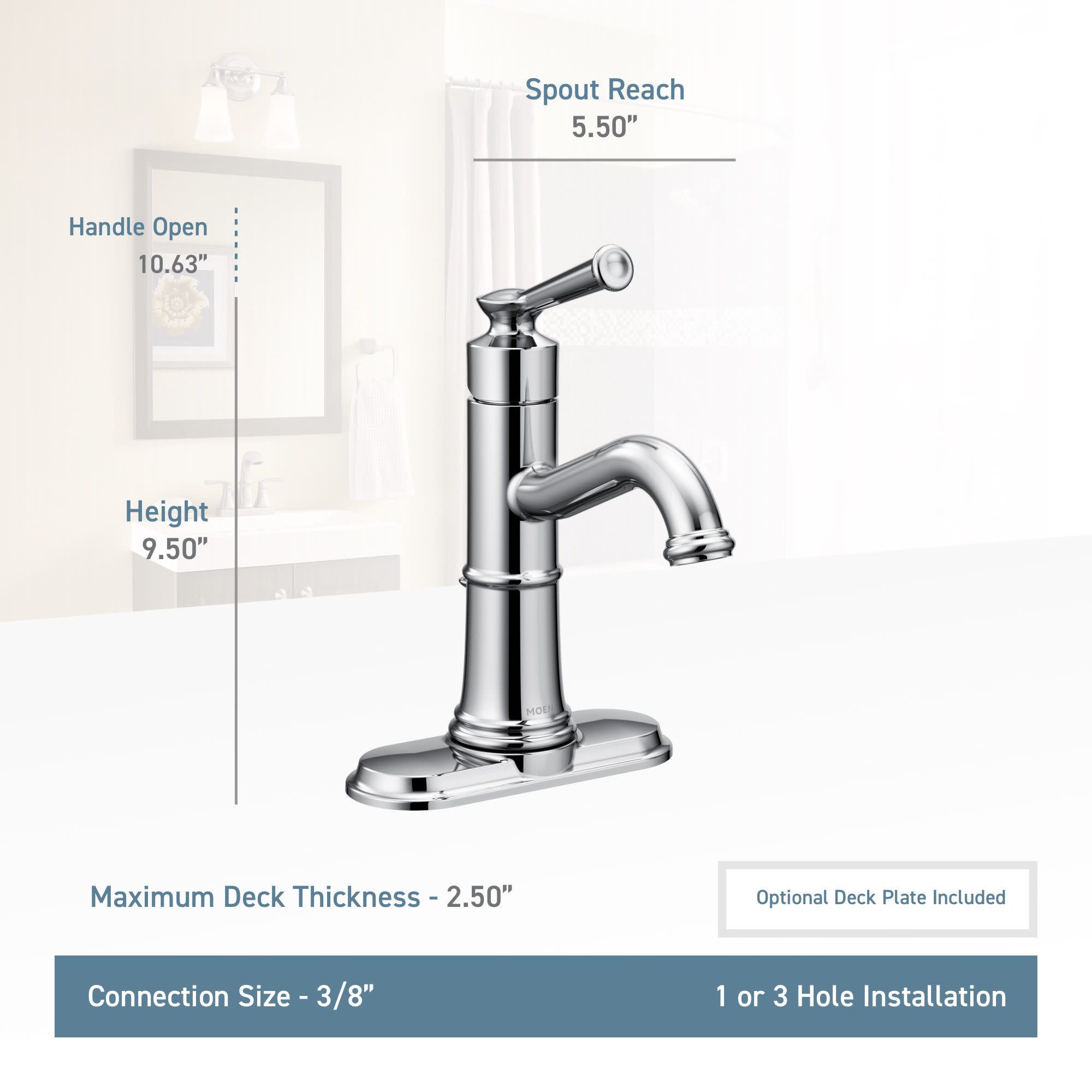 Moen 6402NL Belfield Single Handle Monoblock Bathroom Sink Faucet in Polished Nickel