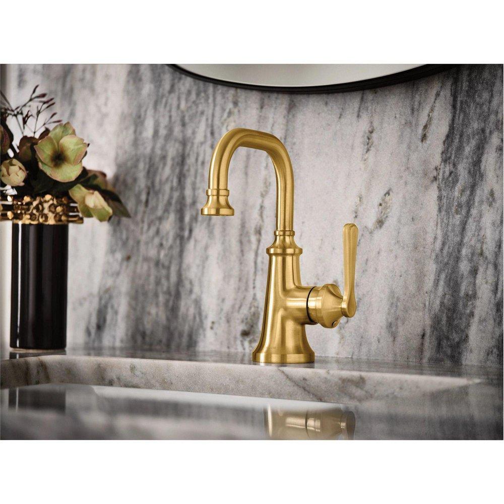 Moen S44101BG Colinet Single Handle Monoblock Bathroom Sink Faucet in Brushed Gold