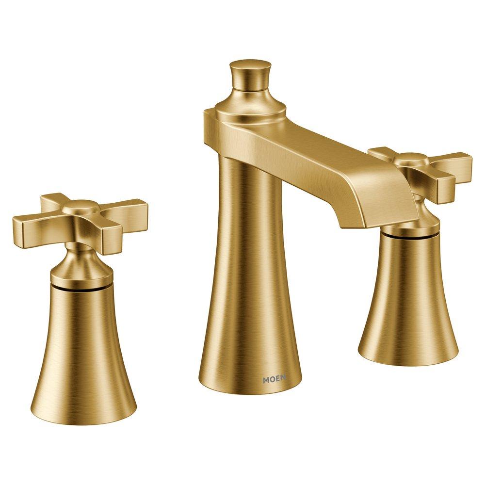 Moen TS6985BG Flara Two Handle Widespread Bathroom Sink Faucet in Brushed Gold