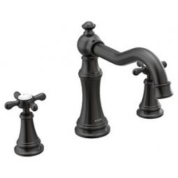 Moen TS22101BL Weymouth 2-Handle Deck-Mount Roman Tub Faucet Trim Kit in Matte Black