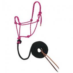 TRUE VALUE 35-7800-R12 Weaver Leather Horse Halter Hand-Knotted Raspberry/Black/White Rope 1/2-In. x 10-Ft.