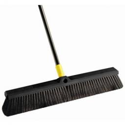 TRUE VALUE 533 Quickie Bulldozer Push Broom, Soft Sweep, Polypropylene Fibers, Black Handle, 24-In.