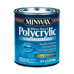 TRUE VALUE 65555 Minwax 1-Quart Polycrylic Gloss Clear Acrylic/Urethane Blend Topcoat