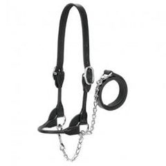 True Value 90-0510 Weaver Leather Cattle Show Halter Black Bridle Leather Medium 20-In Chain x 36-In Lead