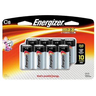 True Value E93BP-8H Energizer Alkaline Batteries, C, 8-Pk.