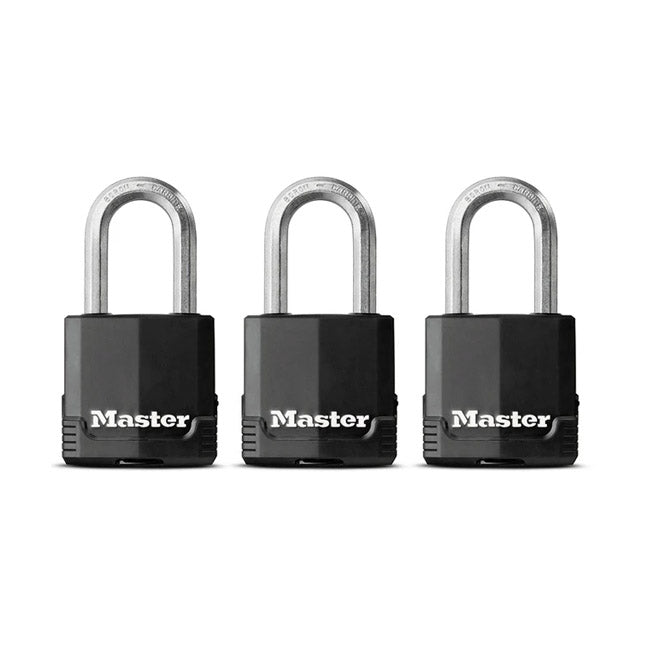 True Value M115XTRILFCCSEN Master Lock Magnum 3-Pack 1-3/4 Inch Covered All-Weather Key Alike Padlock