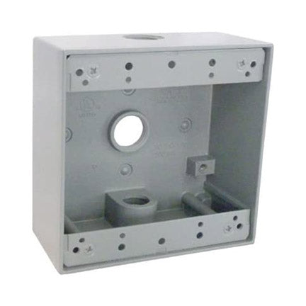 True Value TGB50-3 2 Gang Outlet Box Three 1/2 Holes Gray Weatherproof