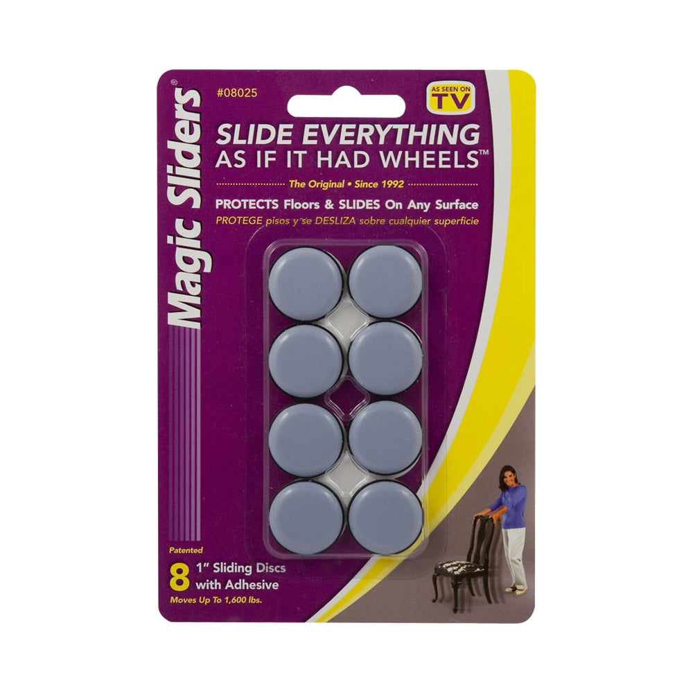 TRUE VALUE 08025 Magic Sliders Surface Protectors, Furniture Sliding Discs, Adhesive, 1-In. Round. 8-Pk.