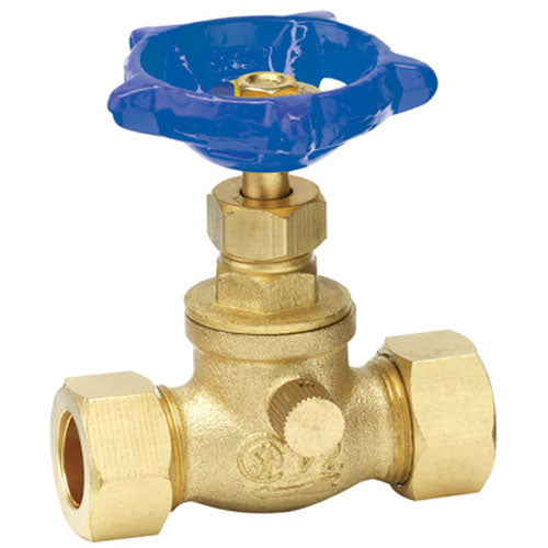 TRUE VALUE 105-613NL 220-1-12-12 1/2 Inch Compression, Brass Stop Valve