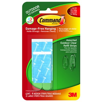 True Value 17615CLRAW-ES Command Hook Strip Refills, Outdoor, Medium-Large, Clear, 6-Pk.