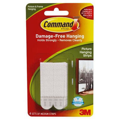 TRUE VALUE 17201-4PK Command Medium White Picture Hanging Strips