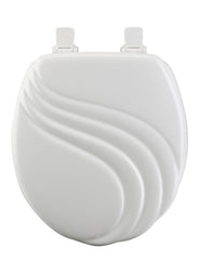 True Value 27EC000 Mayfair Round Molded Wood Toilet Seat Easy-Clean & Change Hinge White Swirl Design