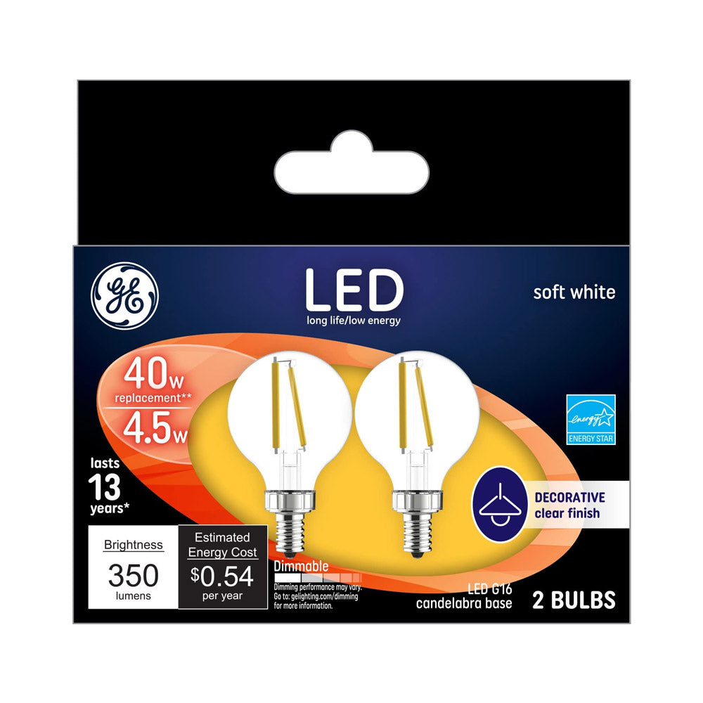 TRUE VALUE 24535 GE 2PK 4W LED G16 BULB