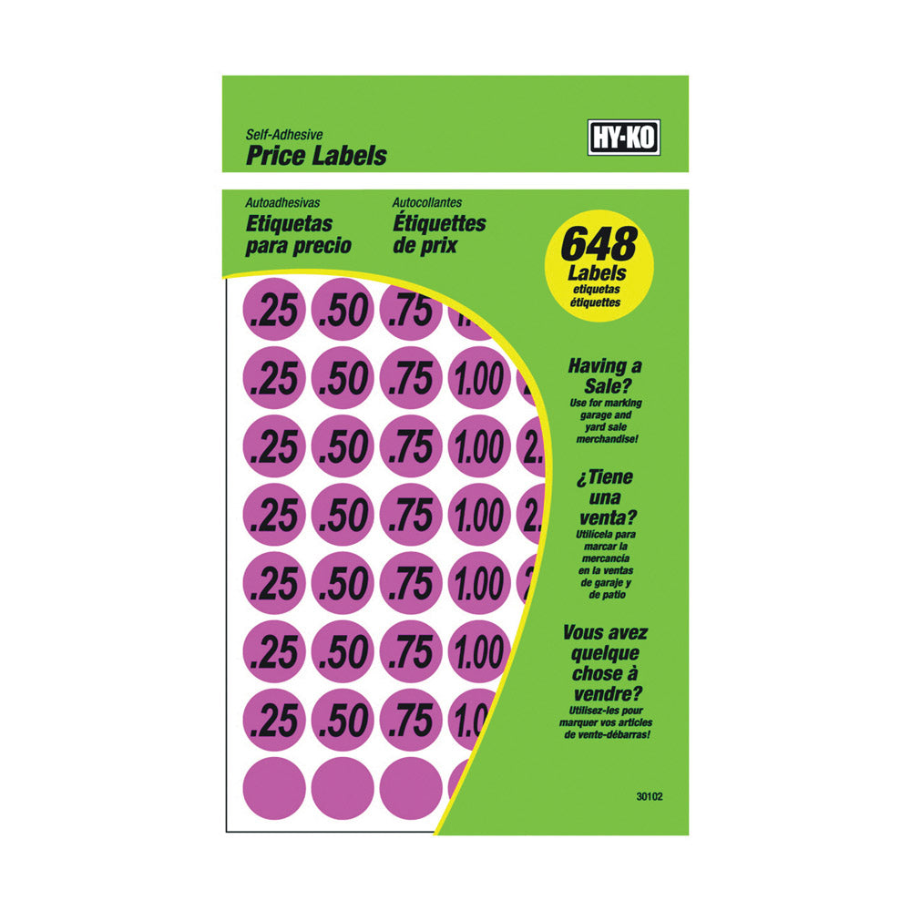 TRUE VALUE 30102 Hy-Ko Garage Sale Price Stickers, Pink, .75-In., 648-Pc.