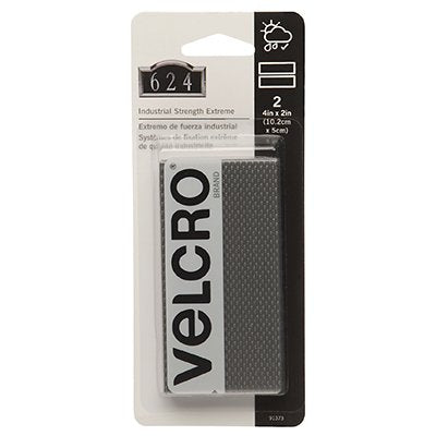 TRUE VALUE 91373 Velcro Extreme Strips, Industrial, Titanium, 4 x 2-In., 2-Ct.